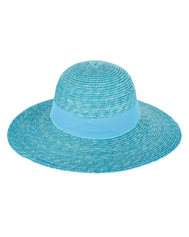 Chapeau capeline en 100% paille florentine coloris bleu Aqua