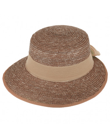 Chapeau forme casquette en paille pour femme coloris taupe - Chapo & Co