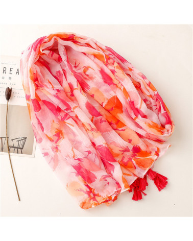 Foulard femme en coton coloris rose imprimé fleurs - Chapo & Co