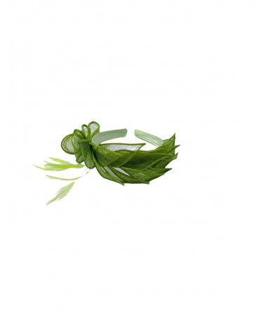 Bibi de cérémonie serre-tête coloris vert anis - Chapo & Co