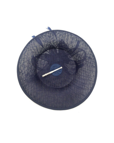 Fascinateur Bibi de cérémonie motif floral et plume coloris marine - Chapo & Co