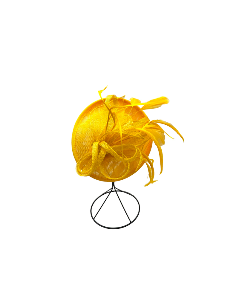 Fascinateur Bibi pour cérémonie motif fleur coloris jaune - Chapo & Co