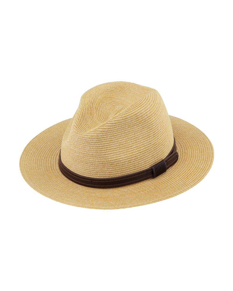 Chapeau forme Fedora en paille papier cousue avec galon cuir - Chapo & Co