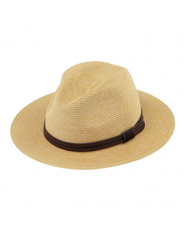 Chapeau forme Fedora en paille papier cousue avec galon cuir - Chapo & Co