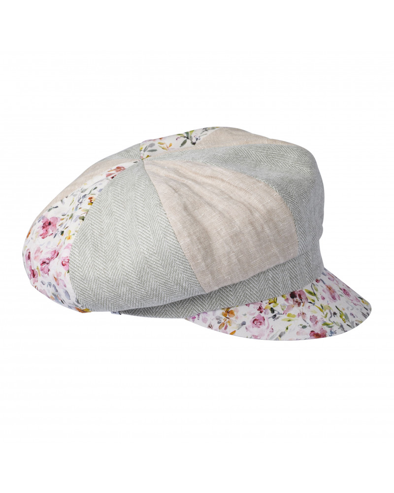 Gavroche femme empiècement patchwork coloris beige et fleuri