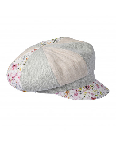 Gavroche femme empiècement patchwork coloris beige et fleuri