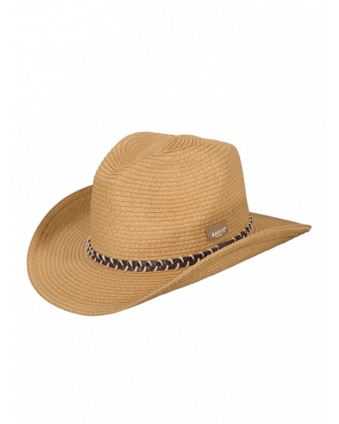 Chapeau forme western en paille papier avec ceinturon - Barts