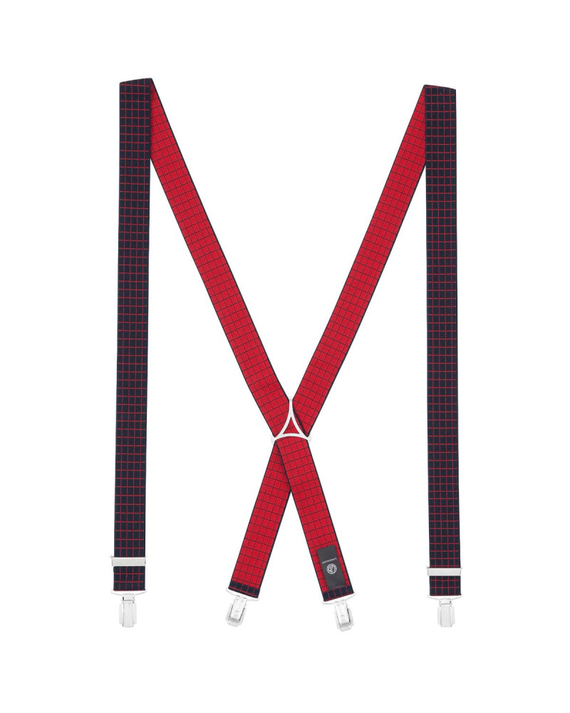 Bretelles x-forme Lindenmann coloris rouge et bleu à carreaux - Chapo & co