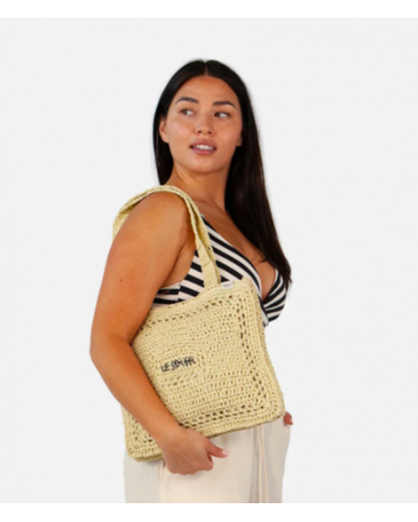 Sac cabas crocheté en paille coloris naturel Mahya Shopper - Chapo & Co