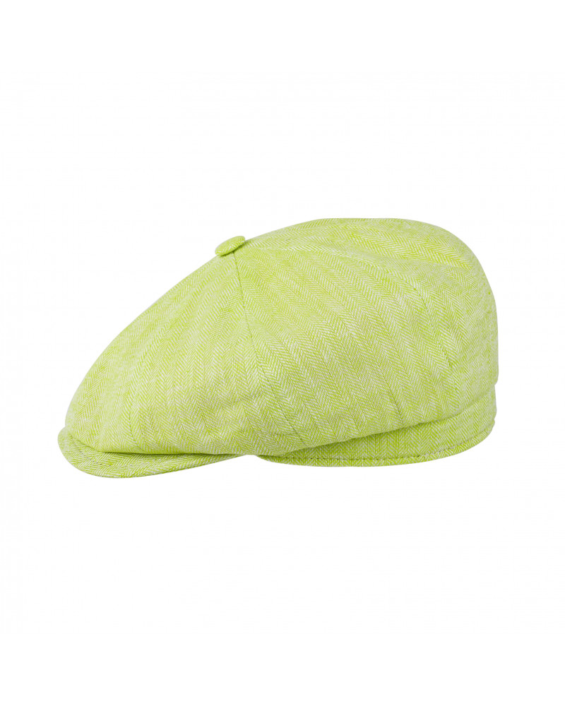 Casquette Irlandaise 8 côtes en lin façon Peaky Blinders coloris Anis