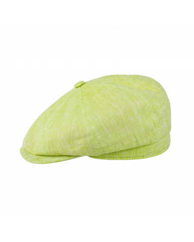 Casquette Irlandaise 8 côtes en lin façon Peaky Blinders coloris Anis