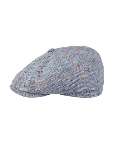 Casquette Irlandaise 8 côtes en lin et coton coloris Bleu chiné