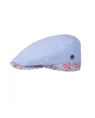 Casquette plate pour homme uni bleu azur avec bandeau fantaisie - Chapo & Co