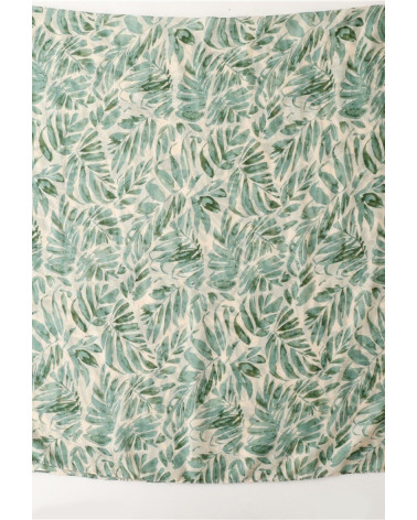 Foulard femme en coton coloris vert pâle imprimé feuilles - Chapo & Co