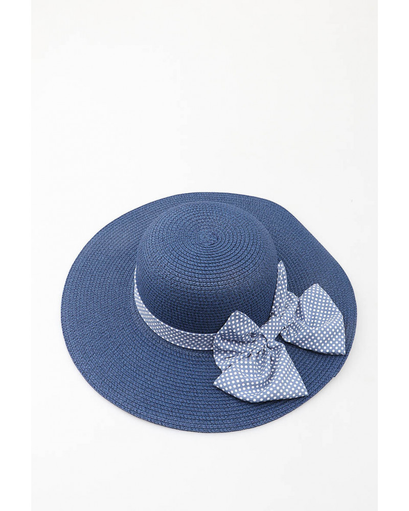Capeline en paille papier avec noeud chic coloris marine - Chapo & Co