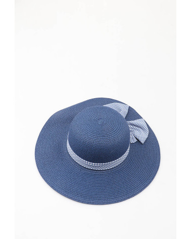 Capeline en paille papier avec noeud chic coloris marine - Chapo & Co