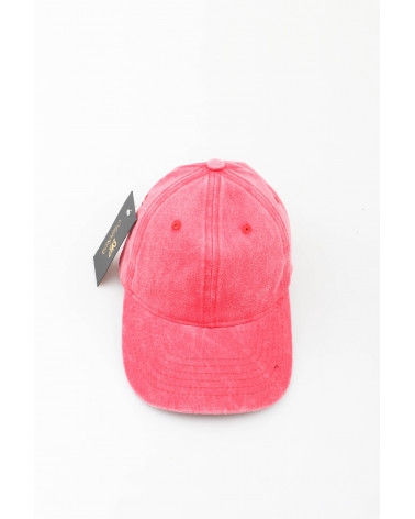 Casquette de baseball adulte effet denim coloris rouge corail - Chapo & Co