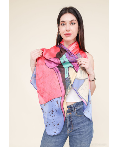 Foulard femme en satin léger toucher soie coloris bleu noir - Chapo & Co