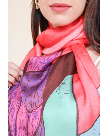 Foulard femme en satin léger toucher soie coloris bleu noir - Chapo & Co