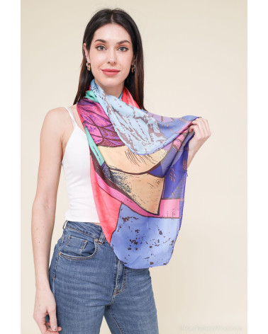 Foulard femme en satin léger toucher soie coloris bleu noir - Chapo & Co