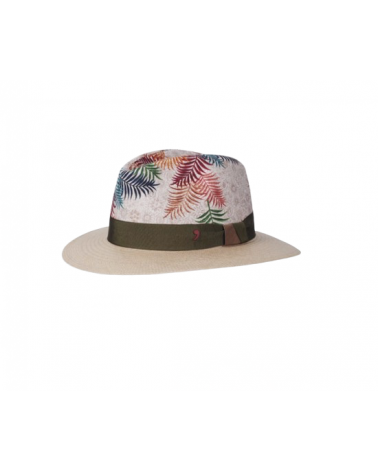 Chapeau Traveller véritable Panama tissé en Equateur motif feuillage Alfonse d'Este