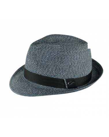 Chapeau d'été en paille forme Trilby coloris bleu noir modèle Harrison - Göttmann