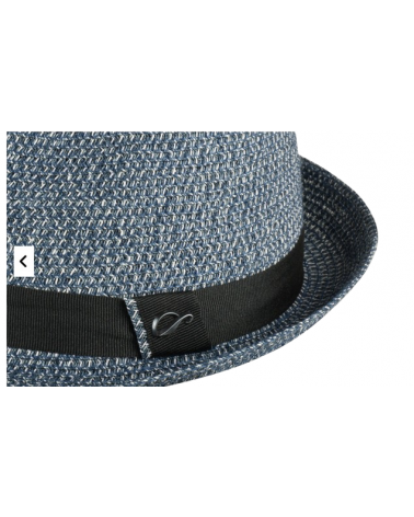 Chapeau d'été en paille forme Trilby coloris bleu noir modèle Harrison - Göttmann