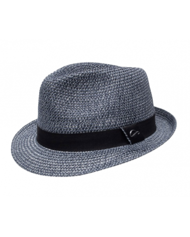 Chapeau d'été en paille forme Trilby coloris bleu noir modèle Harrison - Göttmann