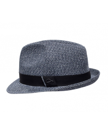 Chapeau d'été en paille forme Trilby coloris bleu noir modèle Harrison - Göttmann