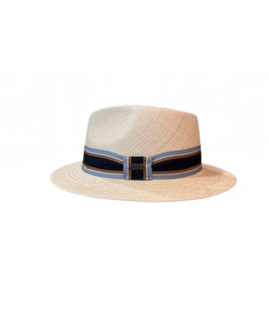 Chapeau forme Traveller véritable Panama tissé coloris naturel bandeau cubain - Göttmann