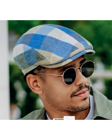 Casquette d'été bombée Jackson motif à carreaux bleu beige - Göttmann