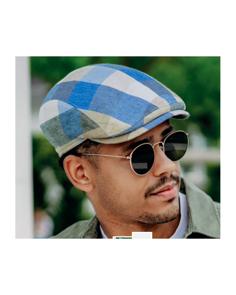 Casquette d'été bombée Jackson motif à carreaux bleu beige - Göttmann