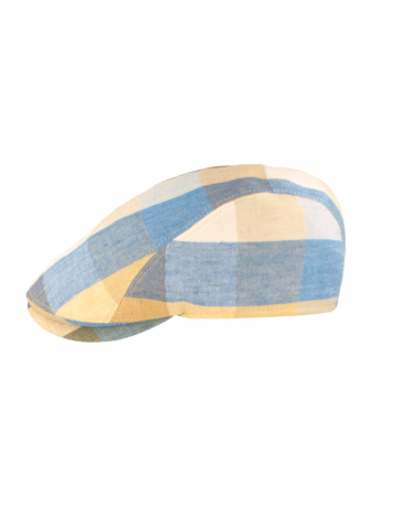Casquette d'été bombée Jackson motif à carreaux bleu beige - Göttmann