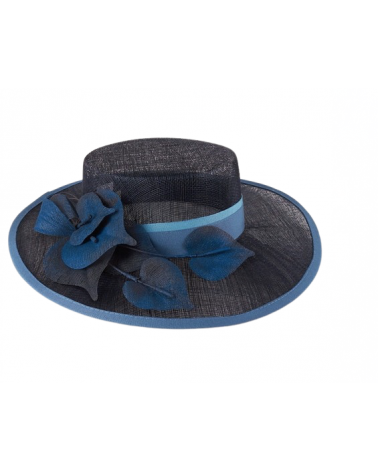 Chapeau de cérémonie à large bord bleu marine made in Italie