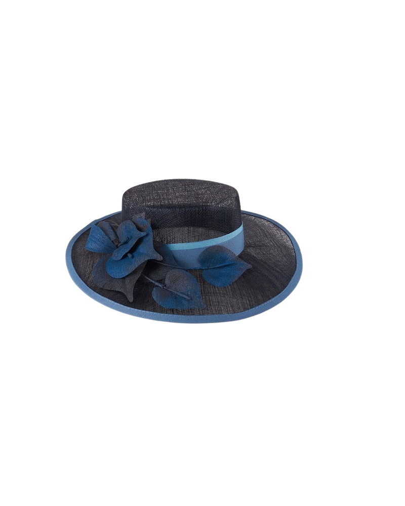 Chapeau de cérémonie à large bord bleu marine made in Italie