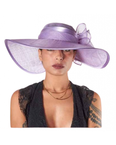 Chapeau de cérémonie lilas avec fleur aérienne made in Italie