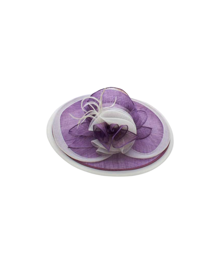 Chapeau de cérémonie violet et blanc avec ornements made in Italie