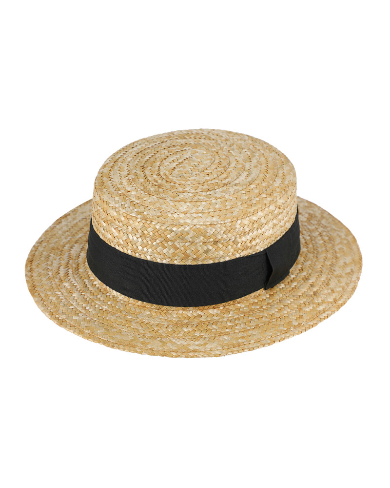 Chapeau de paille forme canotier avec bandeau noir - Chapo & Co