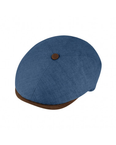Casquette 6 côtes en lin coloris bleu façon jean anti-uv - Chapo & Co