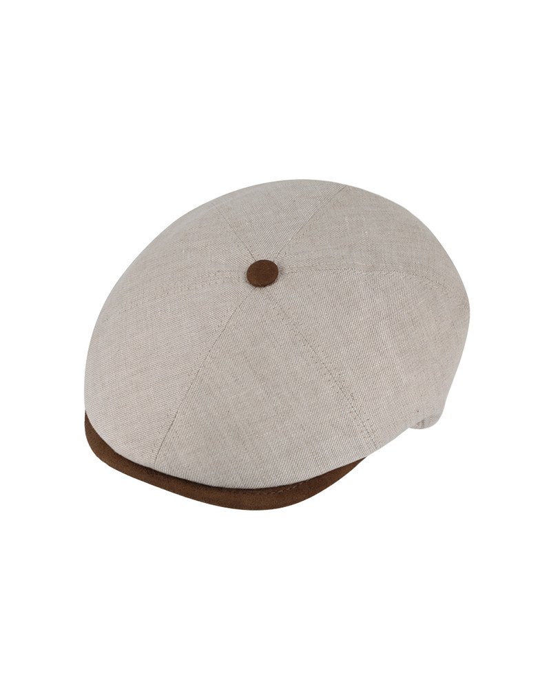Casquette 6 côtes en lin coloris beige anti-uv - Chapo & Co