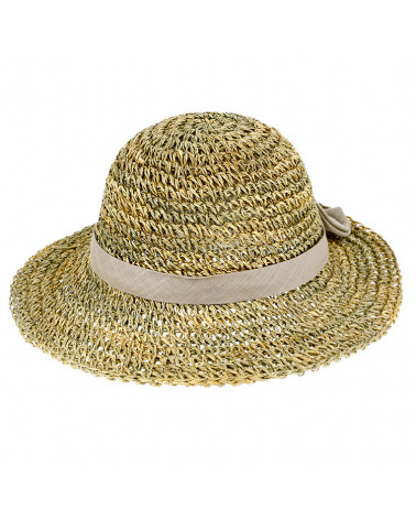 Capeline souple en paille ajourée façon crochet coloris naturel - Chapo & Co