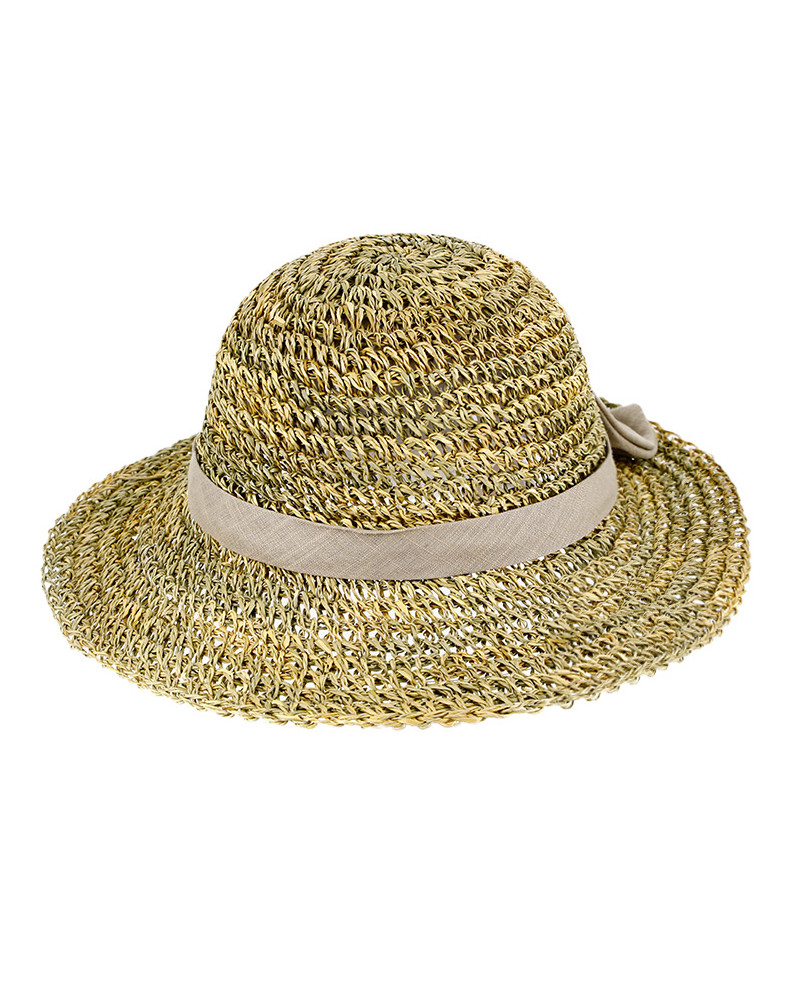 Capeline souple en paille ajourée façon crochet coloris naturel - Chapo & Co
