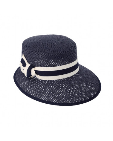 Chapeau forme casquette en paille papier coloris marine - Chapo & Co