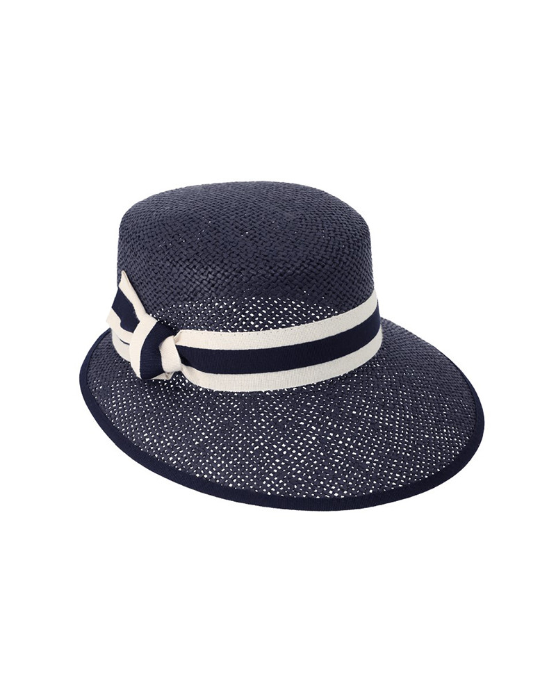 Chapeau forme casquette en paille papier coloris marine - Chapo & Co