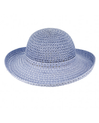 Chapeau bord breton en paille coloris bleu lavande - Chapo & Co