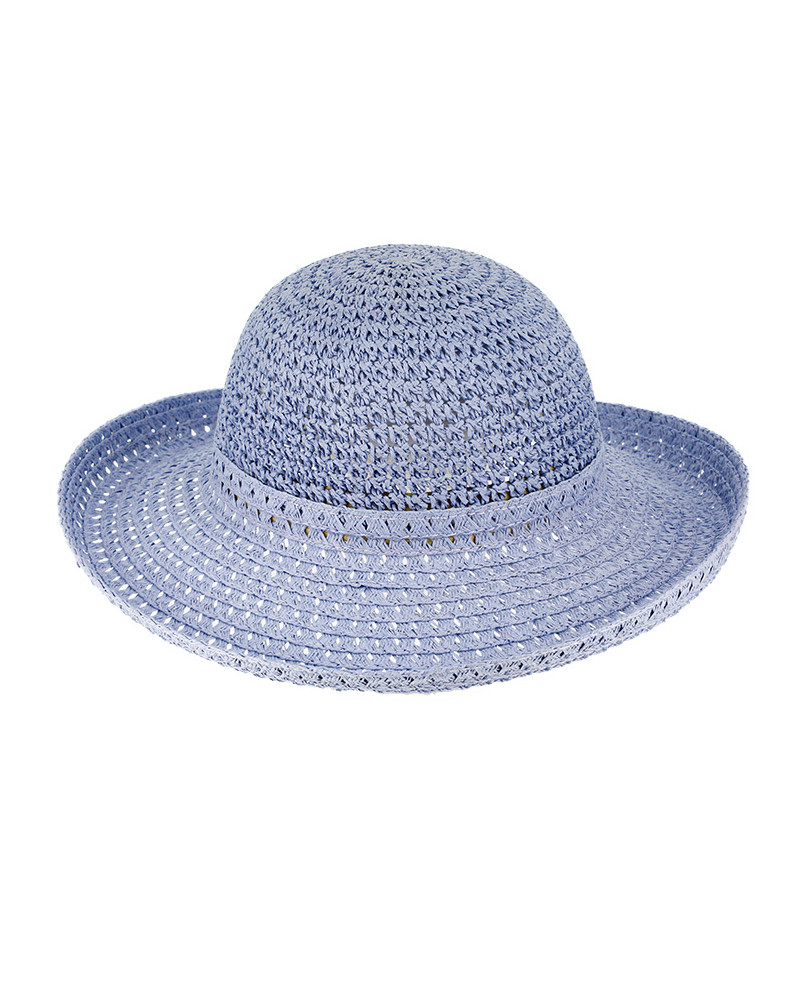 Chapeau bord breton en paille coloris bleu lavande - Chapo & Co