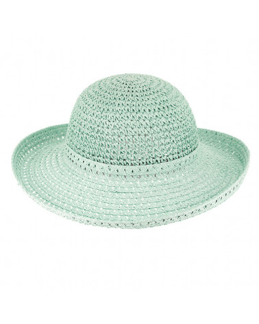 Chapeau bord breton en paille coloris vert menthe - Chapo & Co