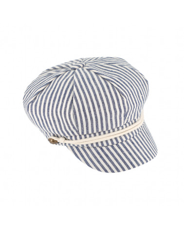 Gavroche femme à rayures avec cordelette assortie coloris Marine