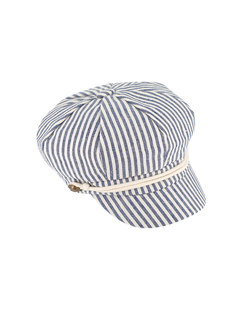 Gavroche femme à rayures avec cordelette assortie coloris Marine
