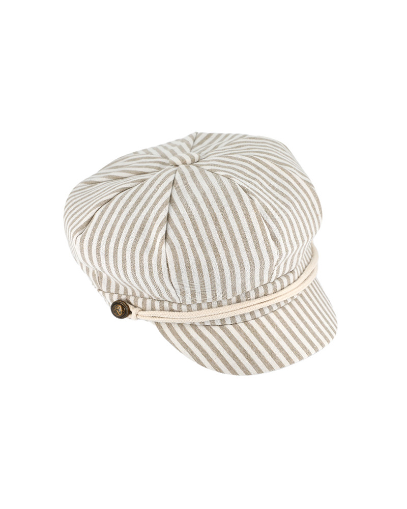 Gavroche femme à rayures avec cordelette assortie coloris beige
